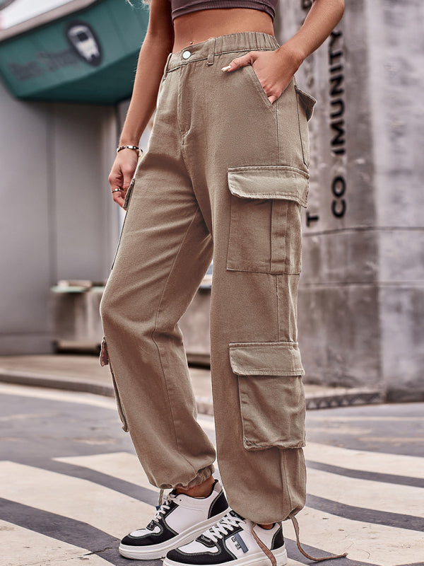 Loose drawstring Denim cargo pants