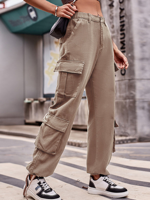 Loose drawstring Denim cargo pants