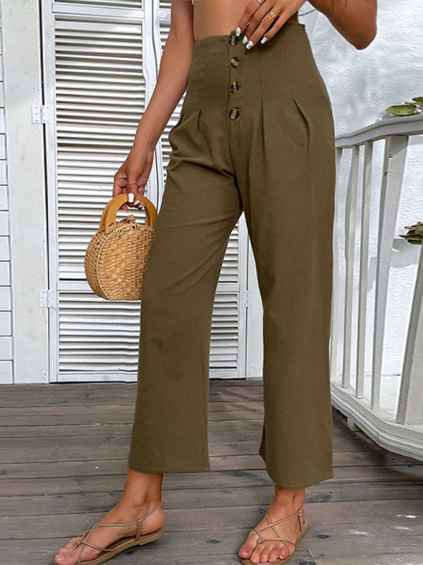 Cotton and linen flared pants