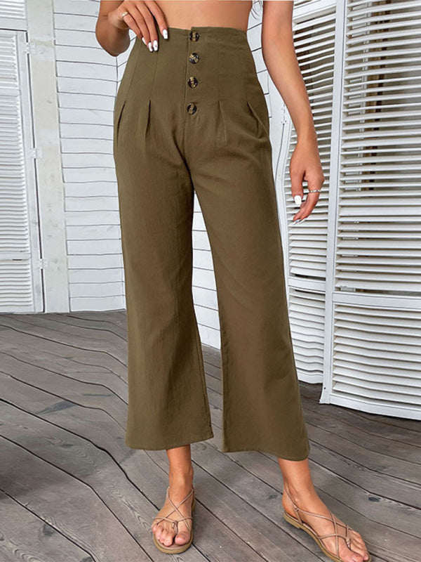 Cotton and linen flared pants