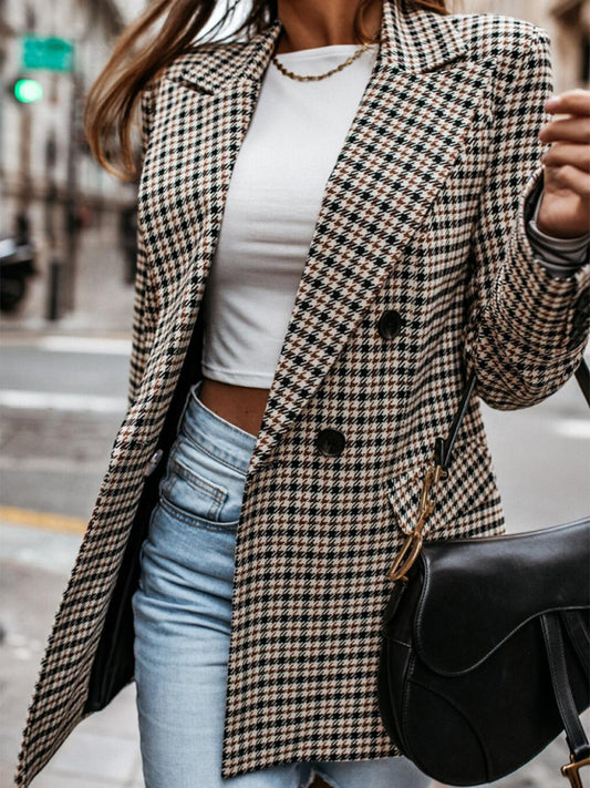 Plaid mid-length coat