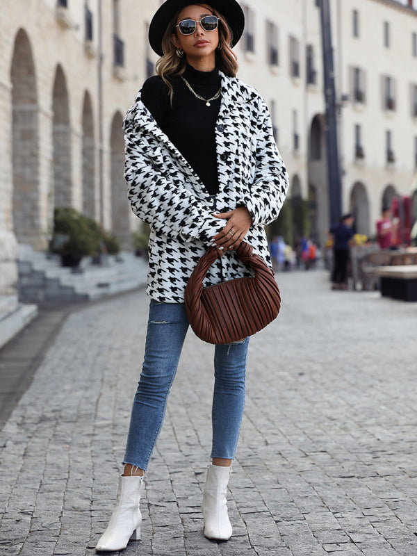 Plush Loose Houndstooth Jacket