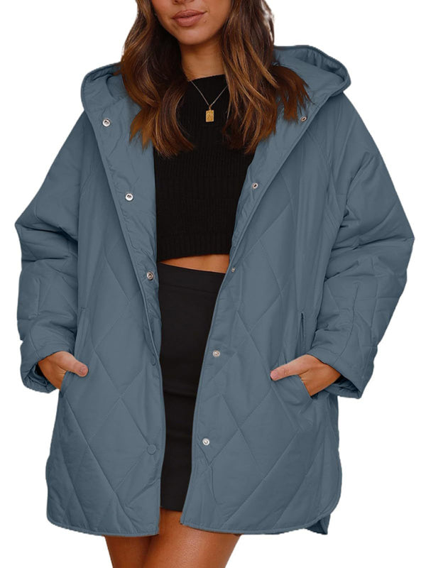 Oversized hooded quilted jacket