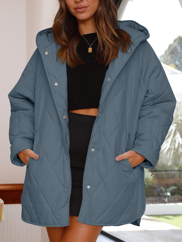 Oversized hooded quilted jacket