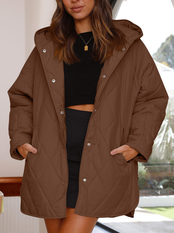 Oversized hooded quilted jacket