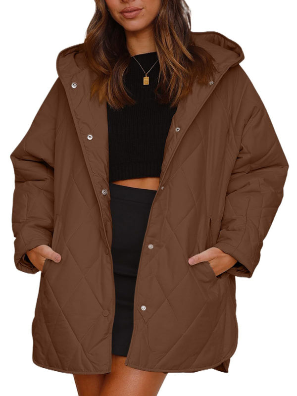 Oversized hooded quilted jacket