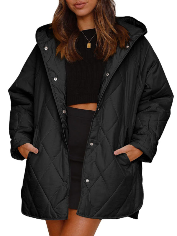 Oversized hooded quilted jacket