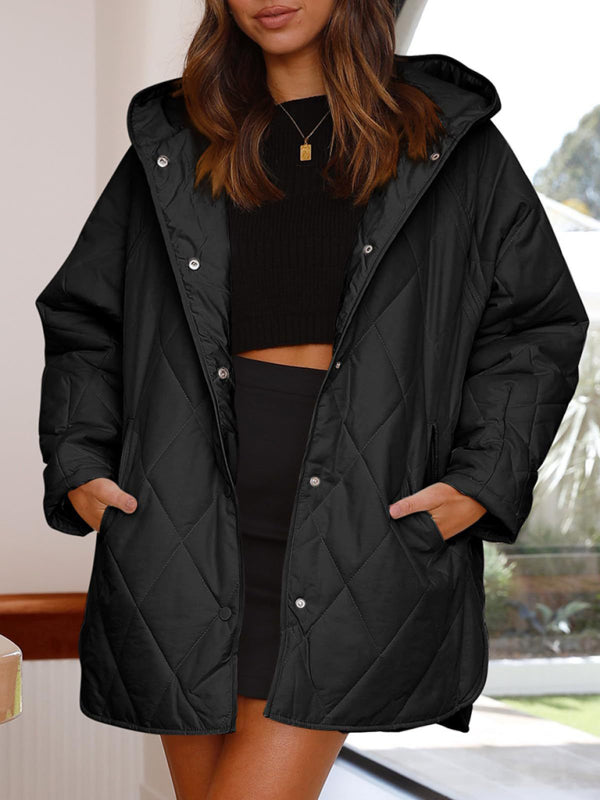 Oversized hooded quilted jacket