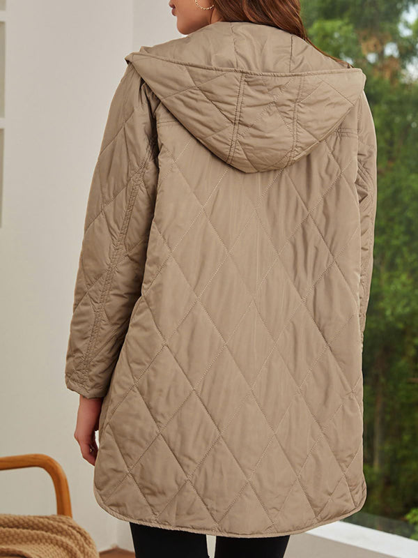 Oversized hooded quilted jacket