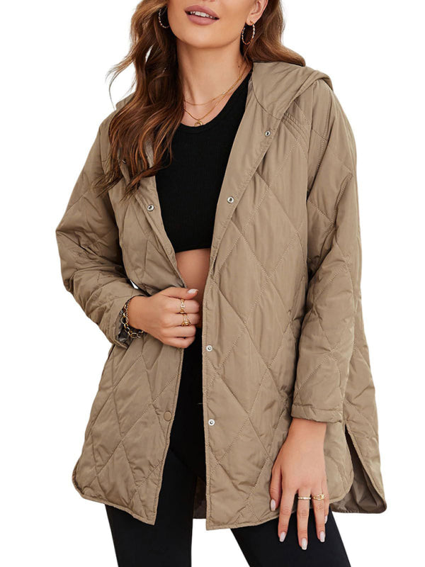 Oversized hooded quilted jacket