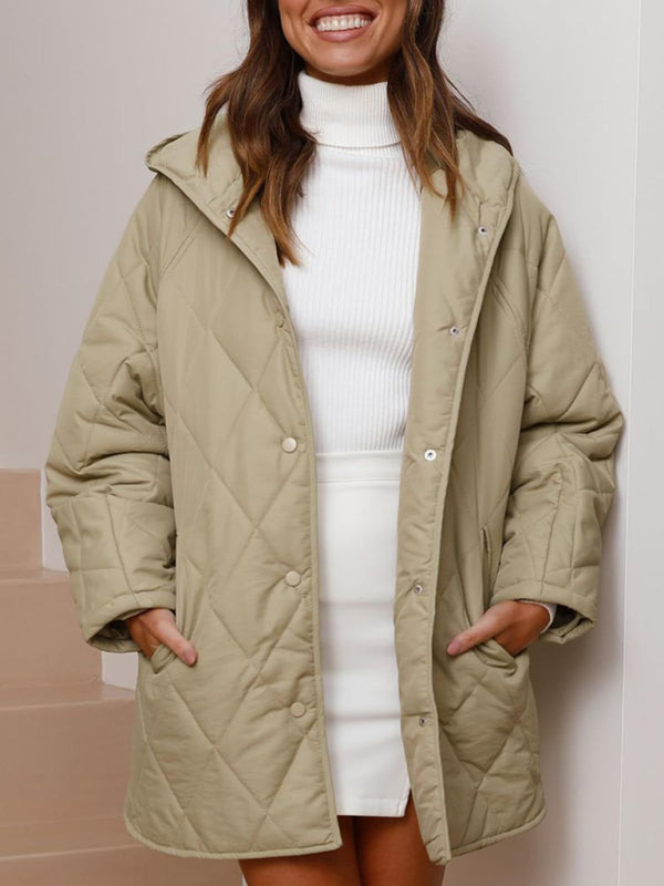 Oversized hooded quilted jacket