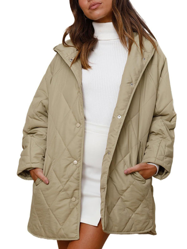 Oversized hooded quilted jacket