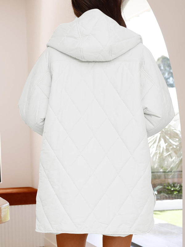 Oversized hooded quilted jacket