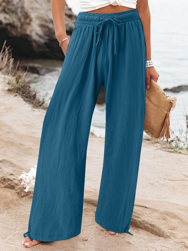 Elastic wide leg trousers