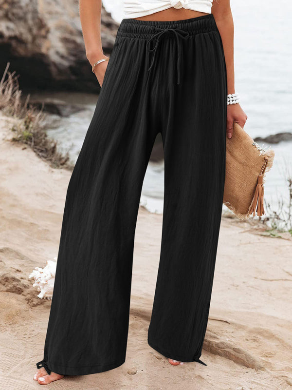 Elastic wide leg trousers