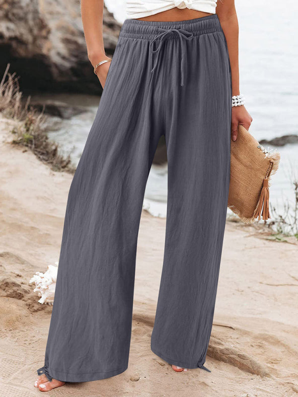 Elastic wide leg trousers