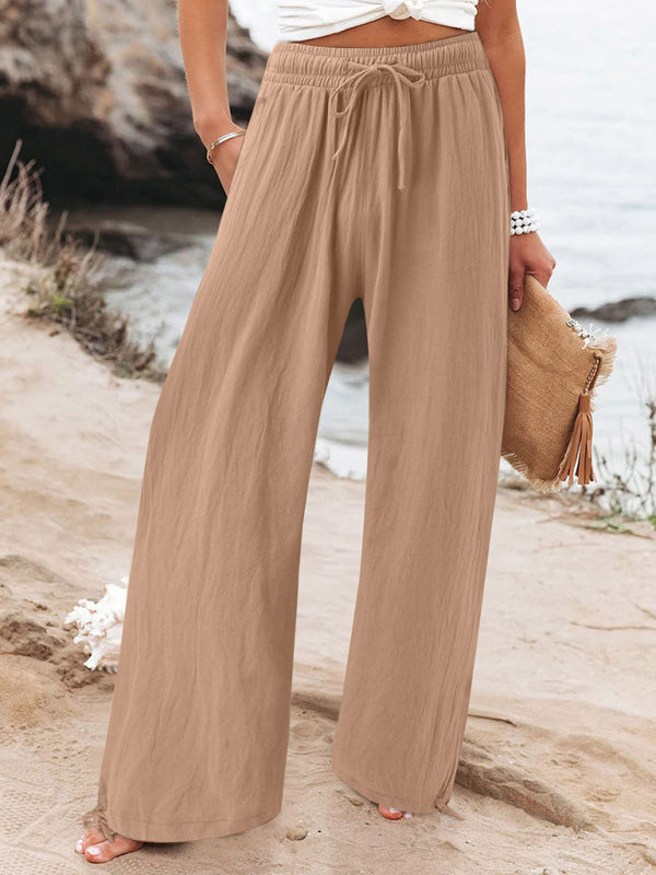 Elastic wide leg trousers