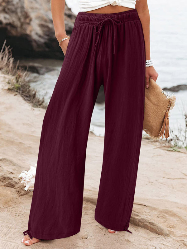 Elastic wide leg trousers