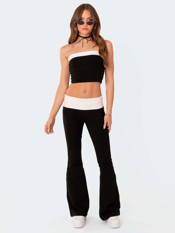 Slimming, low-waist flared pants