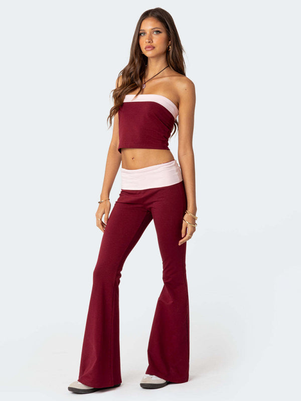 Slimming, low-waist flared pants