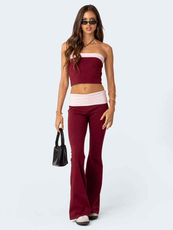 Slimming, low-waist flared pants