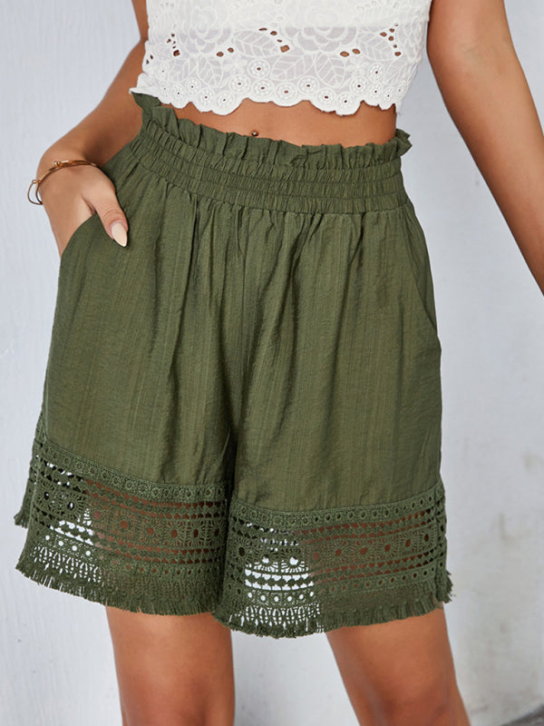 Lace wide leg shorts