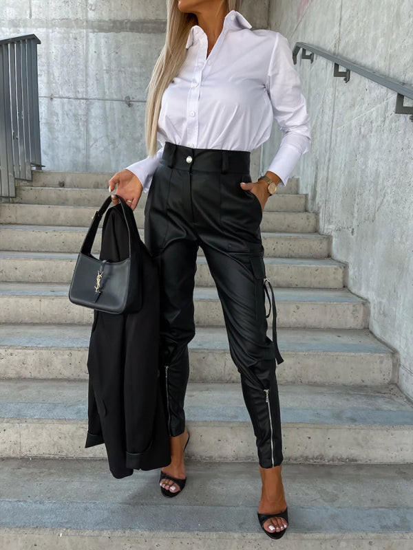 Slim PU leather pants