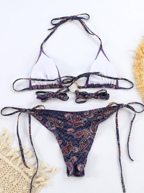 Boho three-ring strappy swimsuit