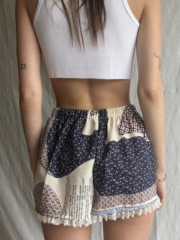 Lace printed lounge wear shorts