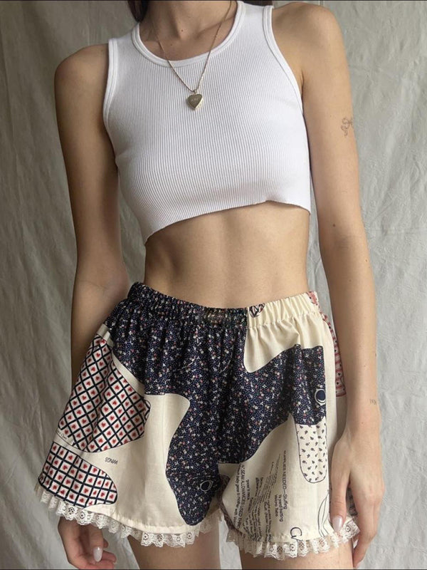 Lace printed lounge wear shorts