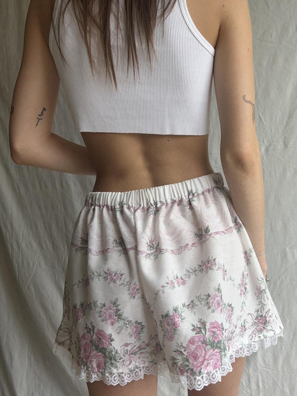 Lace printed lounge wear shorts