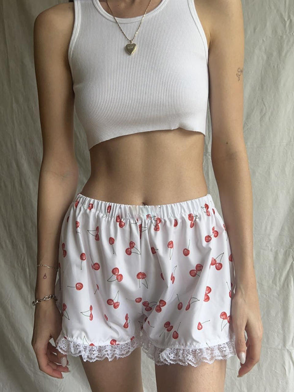 Lace printed lounge wear shorts