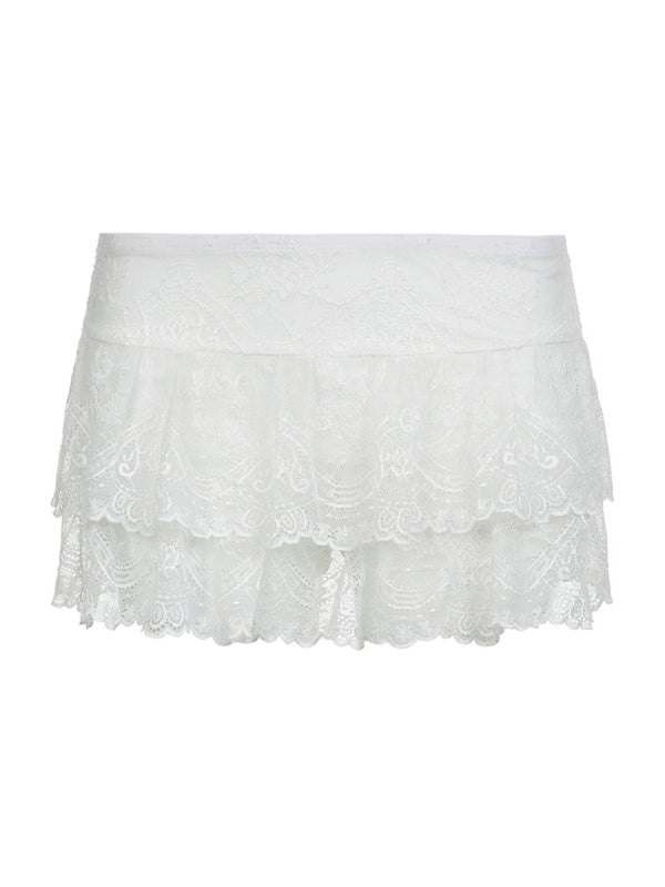 Double layered lace cake skirt