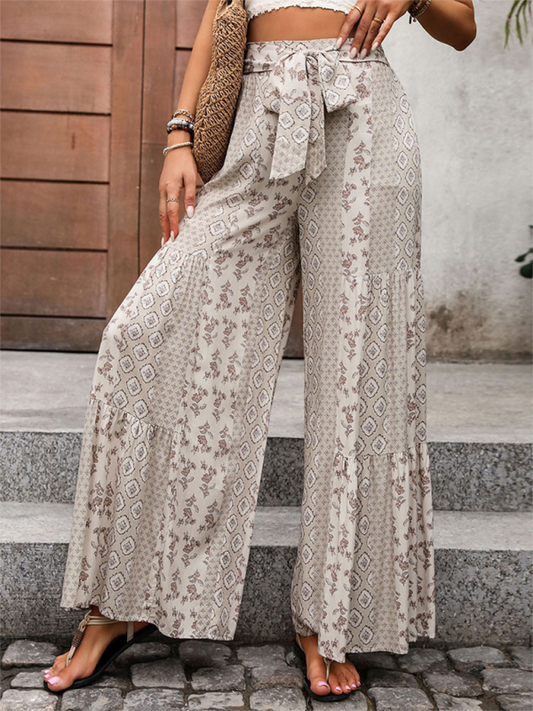 Ethnic casual wide-leg trousers