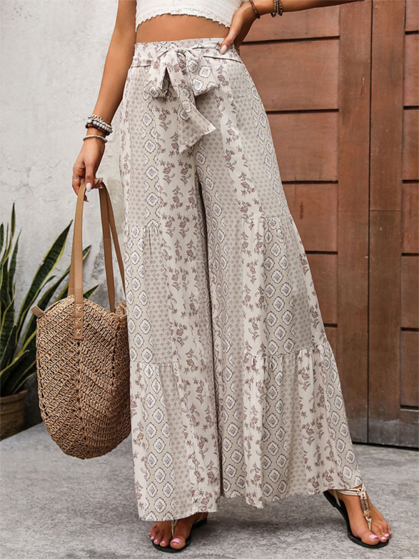 Ethnic casual wide-leg trousers