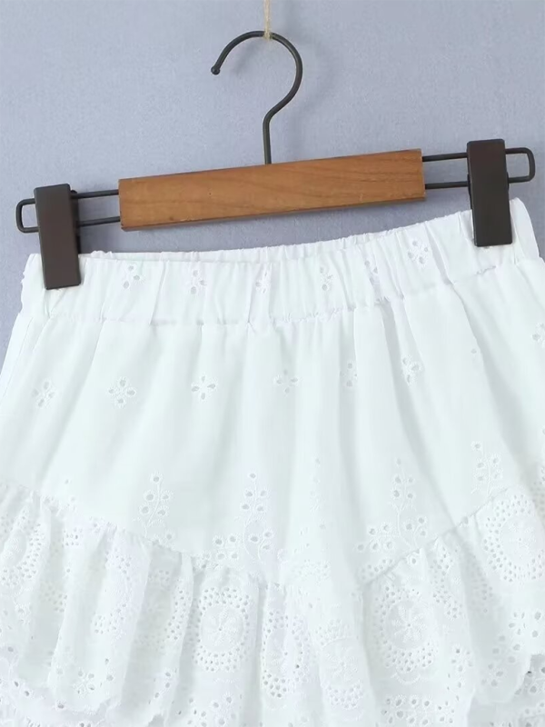 French lace embroided A-line skirt