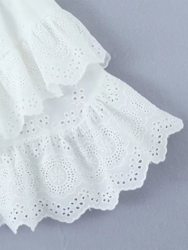 French lace embroided A-line skirt