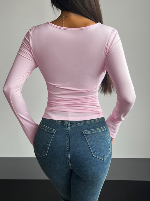 Square neck long sleeve top