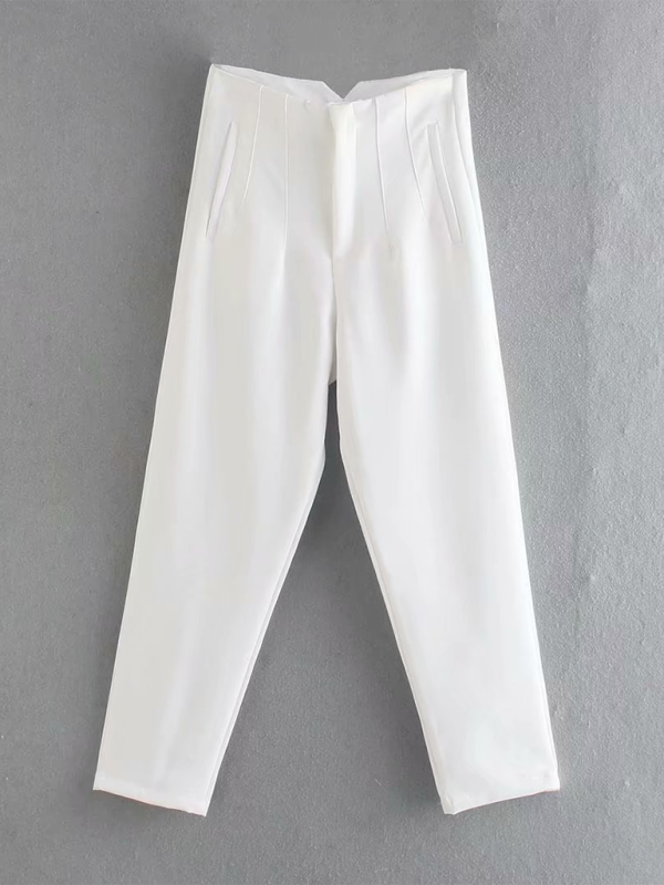 High waist slim casual pants