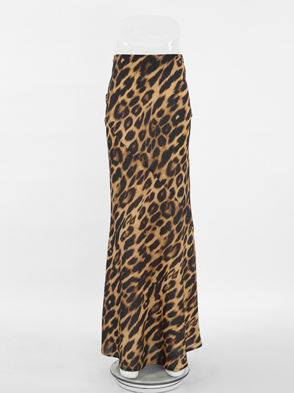 Chiffon fishtail leopard skirt