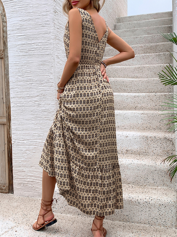 Diamond print sleeveless Dress