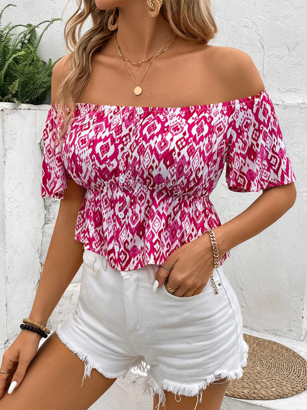 One shoulder short sleeve shirt