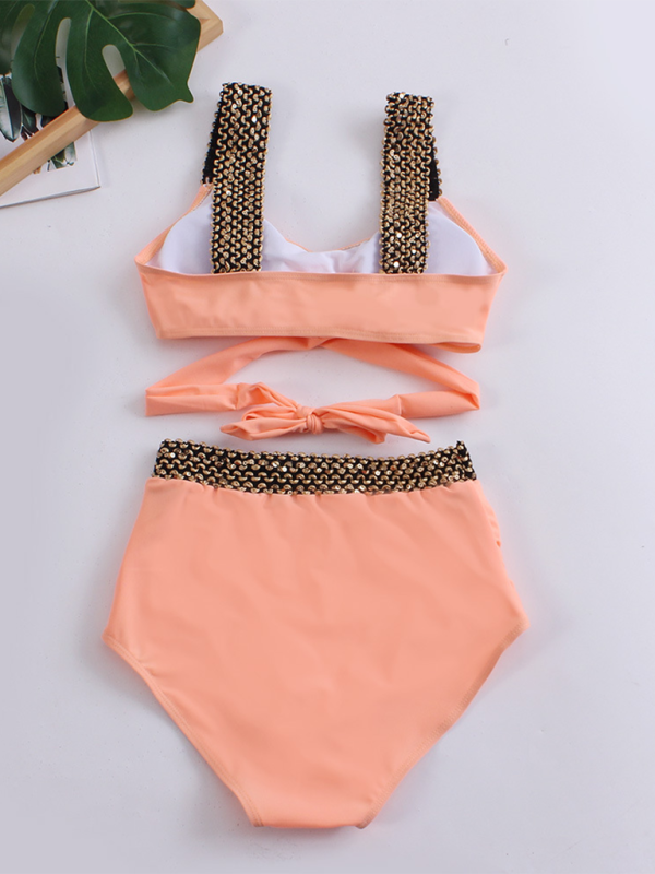 Backless two-piece cross strap bikini