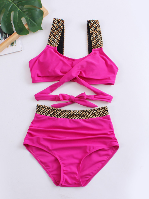 Backless two-piece cross strap bikini
