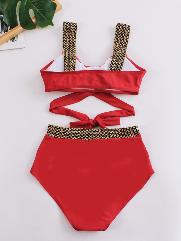 Backless two-piece cross strap bikini