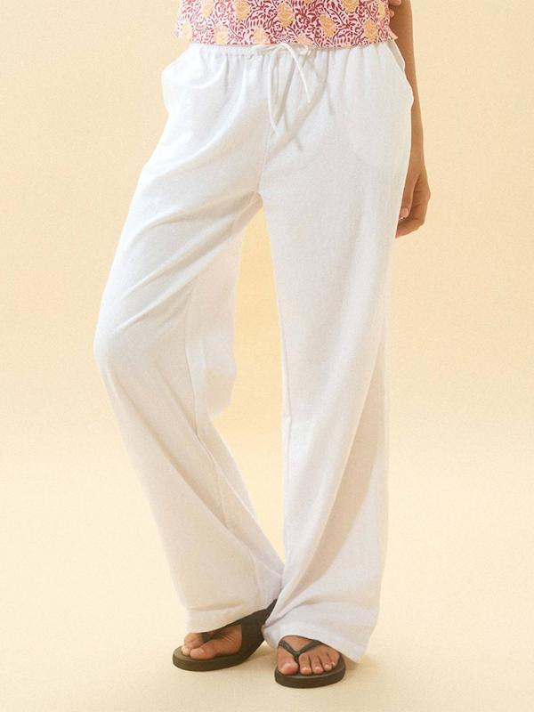 Striped loose straight-leg trousers