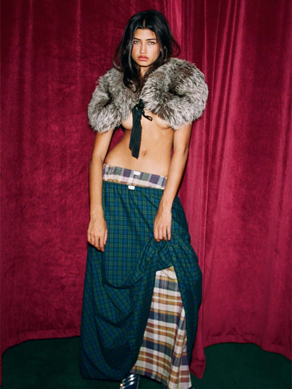 Plaid long skirt