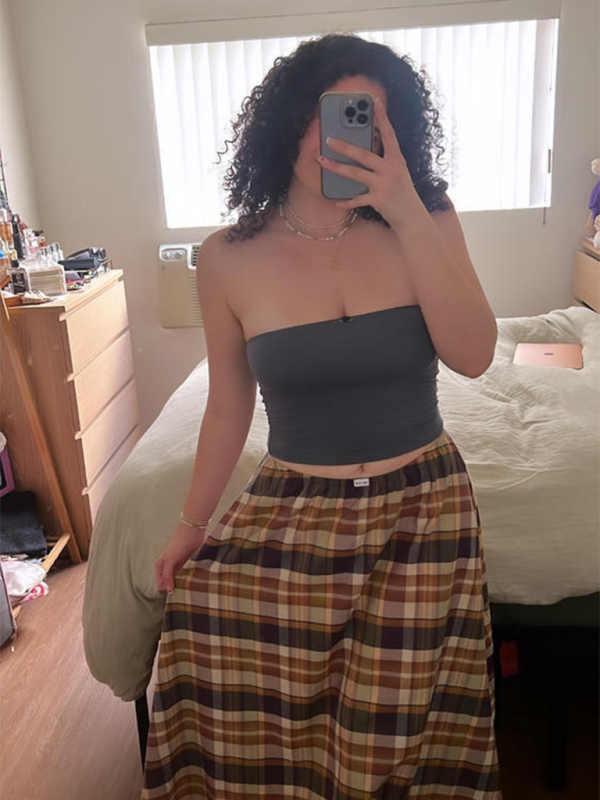 Plaid long skirt