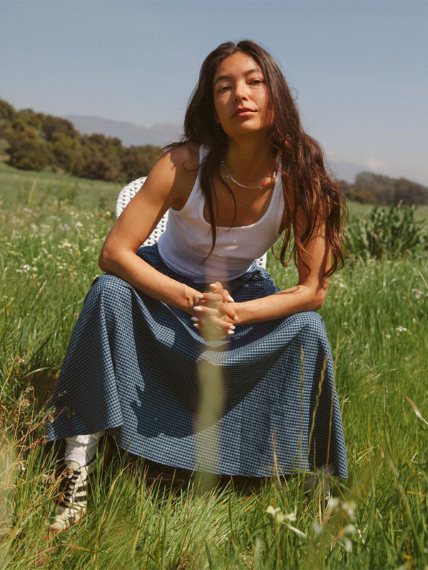 Plaid long skirt