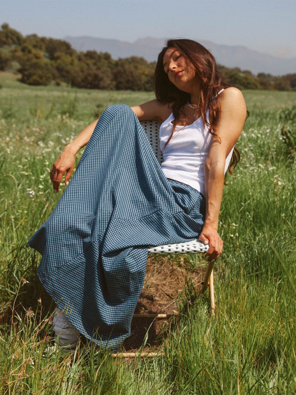 Plaid long skirt